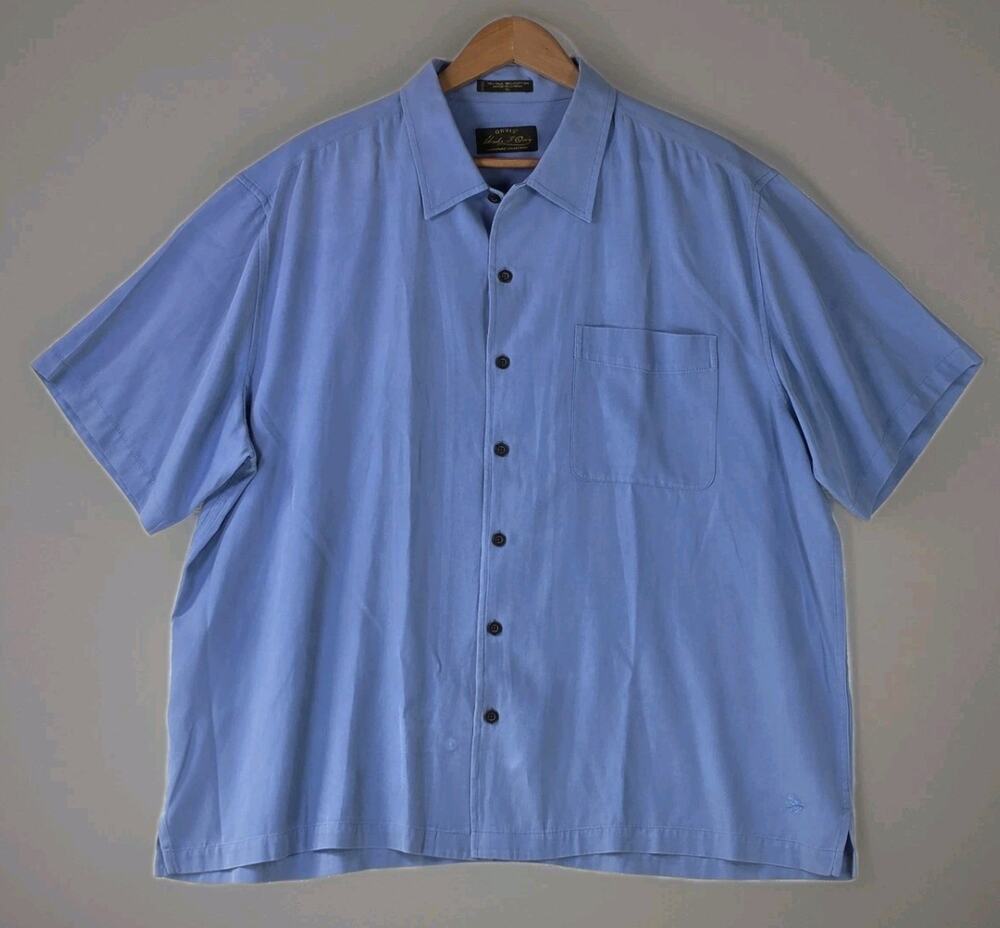 Orvis Men’s XL Blue Silk Shirt ShortSleeve Charles F. Orvis Signature Collection
